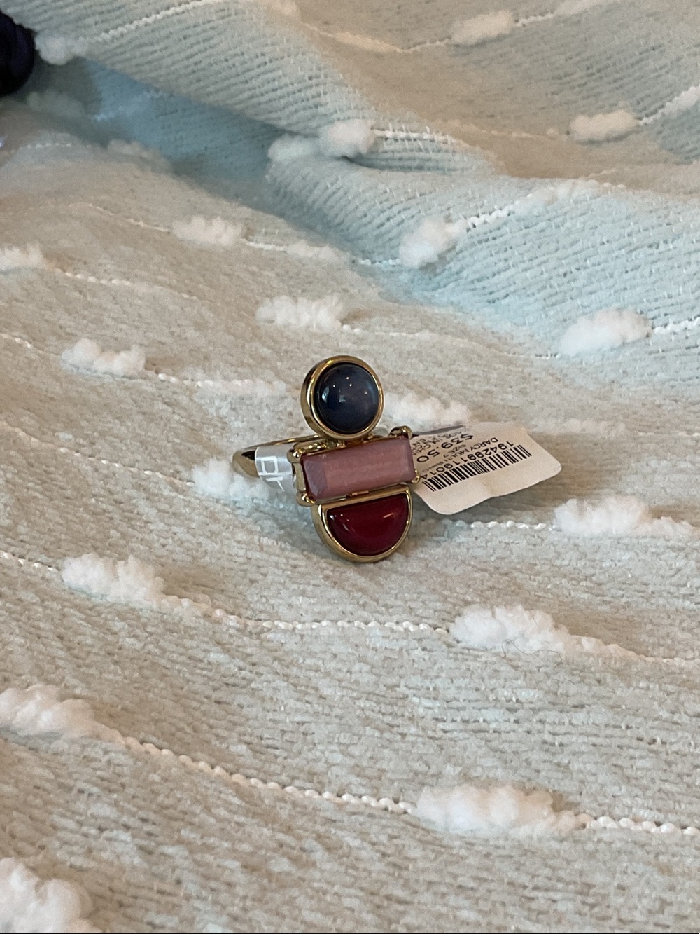 Chico's Gold-Tone Statement Ring with Blue, Pink & Red Stones